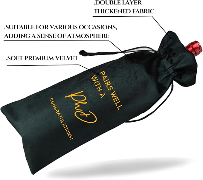 Graduation Gift Wine Bag, PHD Graduation Wine Bag, Class of 2024 Graduation Gift, Graduation Party Favors, Gift for Her Him -Pairs Well With A PhD (PhD-Black)