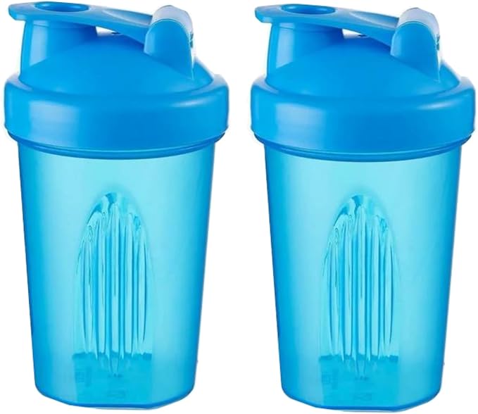 Shaker Bottle 16oz for Shake Mix,Protein Powder Mix,Best Shaker Cup (BPA free),Juice Mixer,Perfect for Protein Shakes and Pre Workout (Blue, 16Oz/400ML/2Bottle), SKER-BTL-2BTL