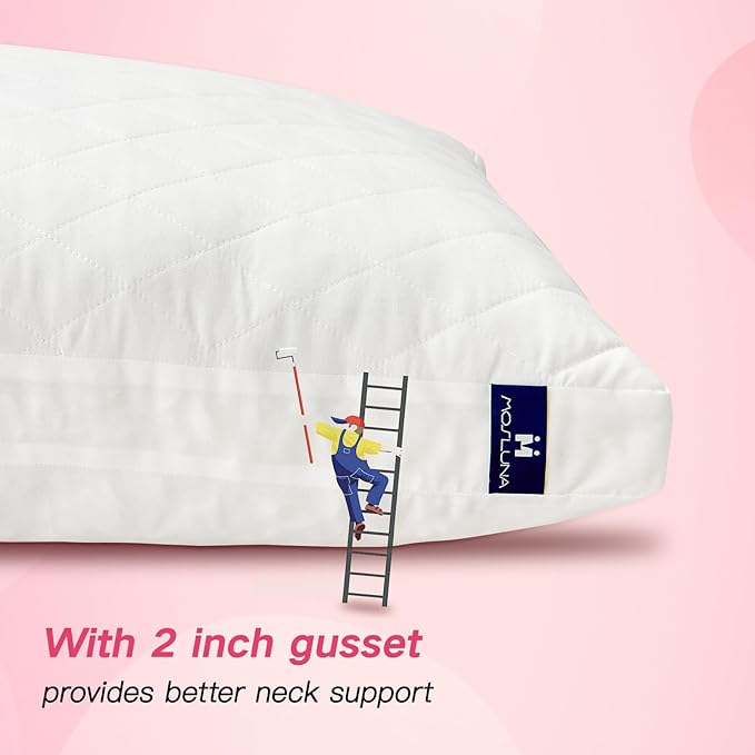 Memory Foam Pillows Queen Size Set of 2，Adjustable Gusseted Bed Pillow for Sleeping，2 Pack Soft Pillows for Side, Back or Stomach Sleepers (20 x 30 in, White)