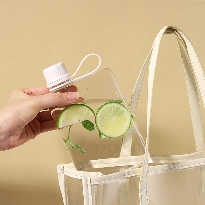 MoChic Flat Water Bottle Portable Slim Water Bottle Design BPA Free Wallet Water Bottle Can be Put into Small Pockets, Makeup Bags and Handbags, Suitable for Travel, Work and Outdoor Sports 17oz(pink)