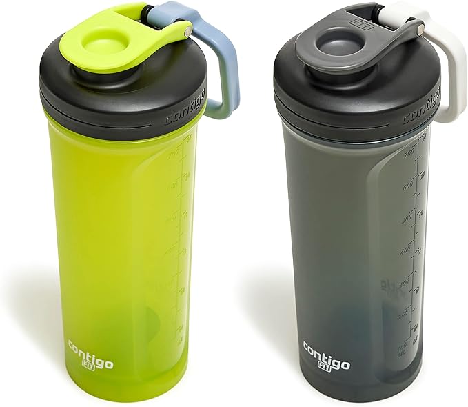 Contigo Shake & Go Fit 2.0 Shaker Bottle, 28oz, 2 Pack, Yellow & Black