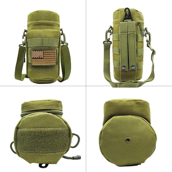 Outdoor Military Tactical Water Bottle Bag, Multi-Function Mount Water Bottle Bag for Camping Trip, with Adjustable Shoulder Strap, Large-Capacity Water Bottle Bag on Waist