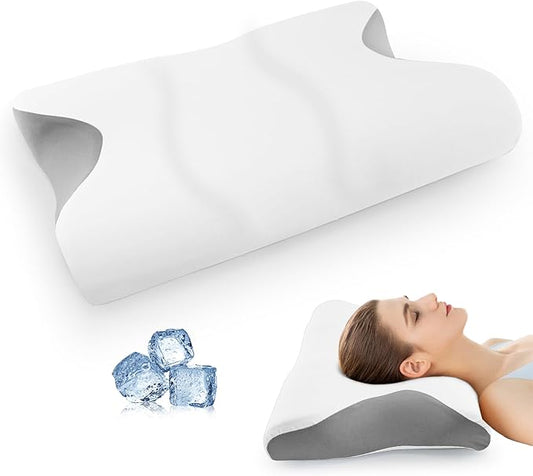 Cervical Neck Pillow for Pain Relief: Ergonomic Orthopedic Contour Pillow - Memory Foam Pillows (Rectangular)