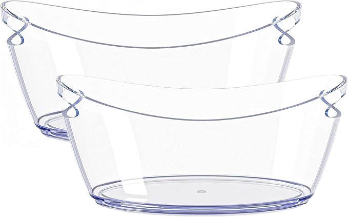Acrylic Ice Bucket for Parties – Champagne Bucket 5.5 Liter Large Plastic Ice Bucket for Cocktail Bar – Clear Ice Tub for Drinks | 02 PCS Champagne Beverage Ice Bowls