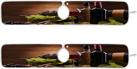 Red Wine Grapes Faucet Water Catcher Mat 2 Pack Vintage Wooden Background Drying Mat Absorbent Bathroom Faucet Handle Drip Catcher Tray Bar RV Kitchen Sink Splash Guard 30x5 Inches
