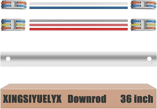 36" Ceiling Fan Downrod, 【1 Outside Diameter】 Matte White Extended Downrod, including 4 Wire Connectors and 5 Extension Wires (No Threads)