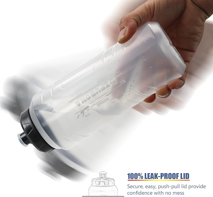 GIFUBOWA 32 oz Squeeze Water Bottle Bpa Free Easy Grip for Sports and Bike 2 Pack