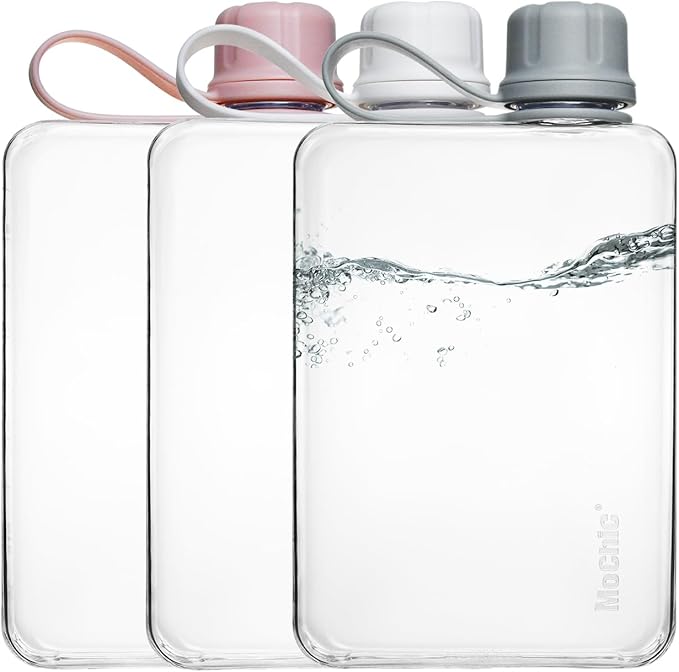 MoChic Flat Water Bottle Portable Slim Water Bottle Design BPA Free Wallet Water Bottle Can be Put into Small Pockets, Makeup Bags and Handbags, Suitable for Travel, Work and Outdoor Sports 17oz(Gary)