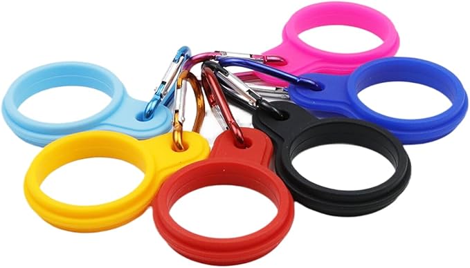 HEVSTIL 6Pcs Water Bottle Clip, Silicone Water Bottle Carrier Water Bottler Holder with Keychain Clip Ring for Outdoor Activities or Daily Use,Colorful