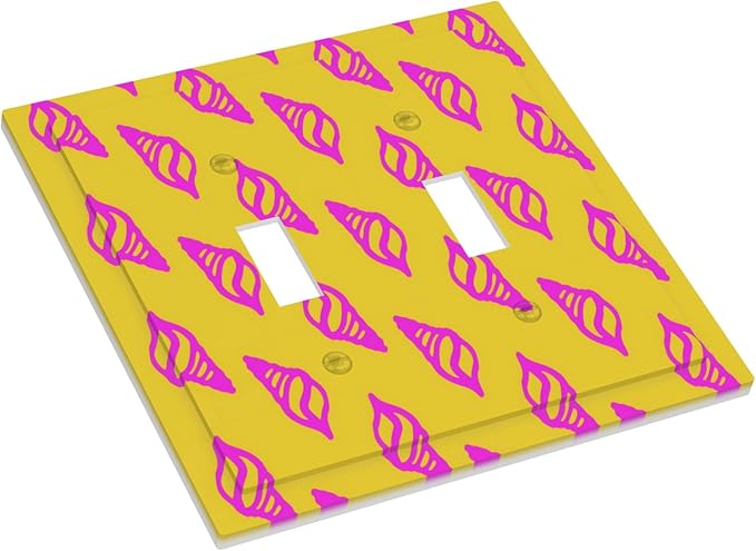 Beautiful Shell Multicolored Double Toggle Light Switch Covers 2 Gang Wall Plate Dual Decorative Switchplate Electrical Faceplate for Bathroom Country Kitchen Bedroom Decor, 4.9" x 5"