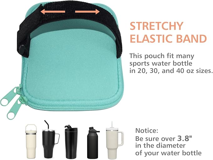 Water Bottle Pouch, Compatible with Stanley Quencher Adventure 40oz & Fit for Stanley IceFlow 20oz 30oz,Handheld Pocket for Safely Carry Cards Keys, Wallet, Earphone etc. Daily Necessities