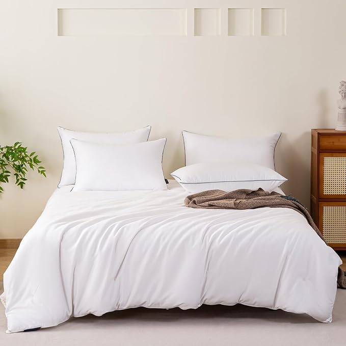 GOHOME Pillows Standard Size Set of 4 - Bed Pillows for Sleeping 4 Pack, Cooling Supportive Hotel Pillows with Premium Soft Down Alternative Fill for Side Stomach and Back Sleepers