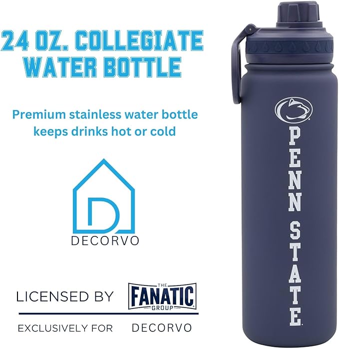 Penn State Water Bottle - Navy Double Walled Stainless Steel 24 oz Keeps Drinks Cold or Hot