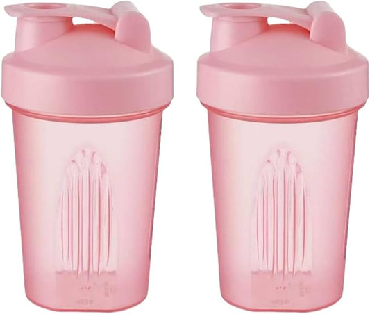 Shaker Bottle 16oz for Shake Mix,Protein Powder Mix,Best Shaker Cup (BPA free),Juice Mixer,Perfect for Protein Shakes and Pre Workout (Pink/Pink, 16Oz/400ML/2Bottle), SKER-BTL-2BTL