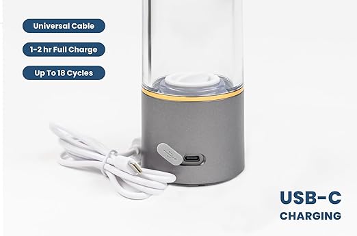 Hydrogen: The ultimate on-the-go hydrogen water bottle - 4000ppb High Output, Odorless & Chlorine-Free, Advanced PEM/SPE Technology, Durable, and Rechargable (Slate Gray)