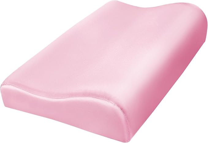 HOMBYS Satin Pillow Case for Contoured Support Pillow (DO NOT Include Pillow) -Zippered Pillow Cover for Neck Pillow for Cervical 1 Pack-Silky, Smooth and Breathable, Queen Size