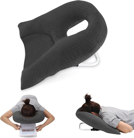 Newly Upgraded Face Down Pillow After Eye Surgery, Prone Pillow with Arm Hole for Face Down Sleeping, Retina and Vitrectomy Lying Pillow, Post Eye Surgery Recovery (Dark Grey)