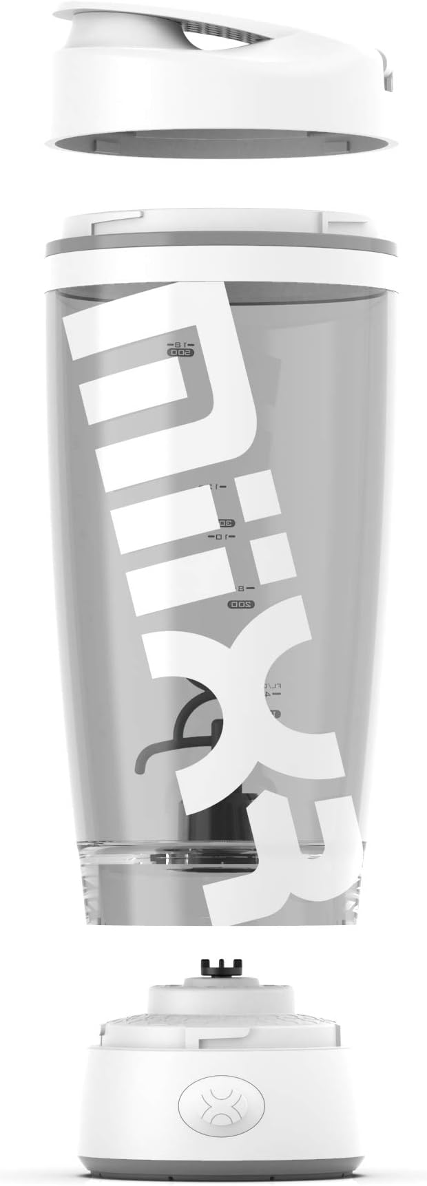 Promixx Original Shaker Bottle (MiiXR Edition) - Battery-powered for Smooth Protein Shakes - BPA Free, 20oz Cup (White/Gray)