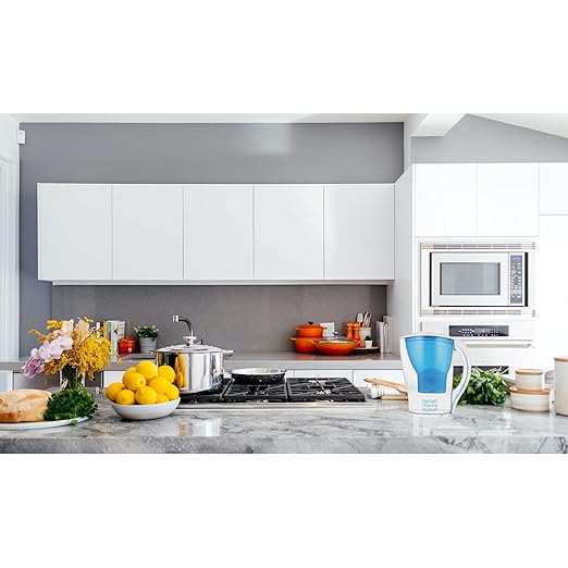 Little Luxury Hawaiian Water Filter Jug with 1 Filter, 85 oz. Pitcher, BPA-Free, Long-Life Carbon Filter, Slim Design, Ergonomic Handle