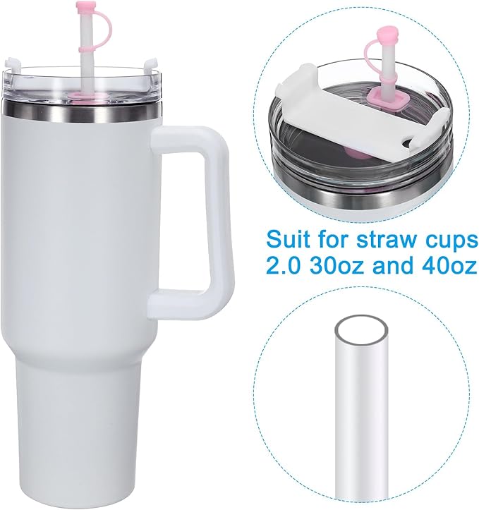 PATIKIL Silicone Spill Stopper for Straw Cup 2.0 40oz/ 30oz, Set of 9 Tumbler Accessories Including 3 Straw Cover Cap, 3 Square Spill Stopper and 3 Round Leak Stopper, Pink