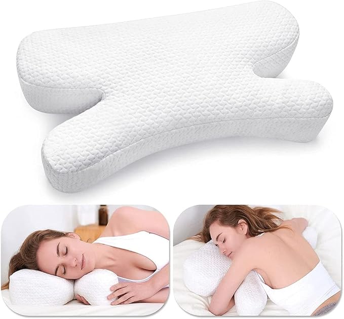 Side Sleeper Pillow Anti Wrinkle Aging Pillow Gel Shredded Memory Foam for Neck Pain Relief Pillow for Sleeping Side Back Stomach Sleeper Pillows (Regular White Style)