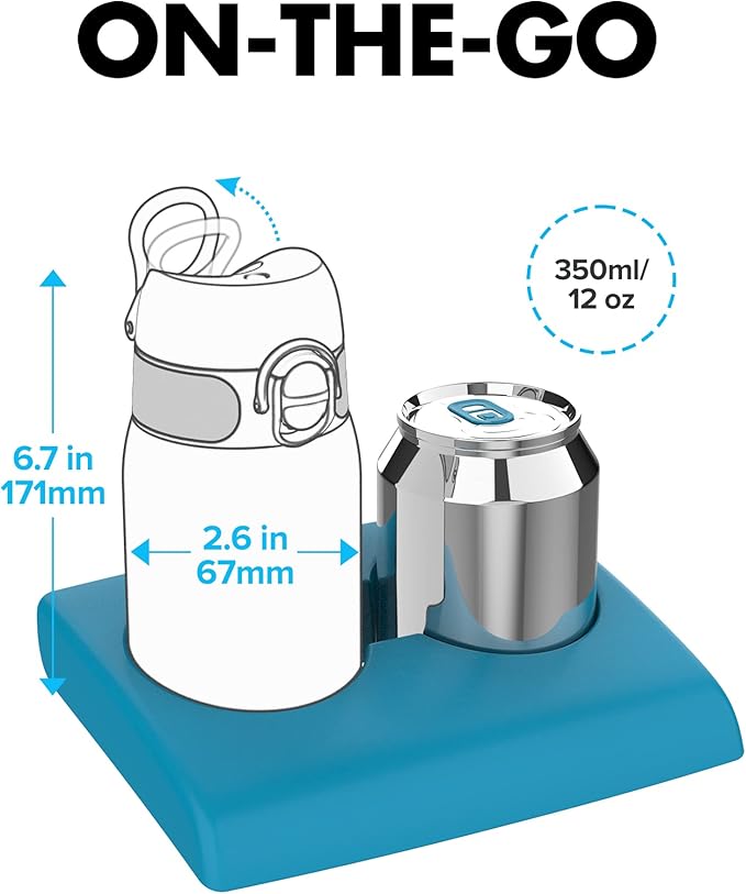 Ion8 Small Water Bottle, 350 ml/12 oz, Leak Proof, Easy to Open, Secure Lock, Dishwasher Safe, BPA Free, Carry Handle, Hygienic Flip Cover, Easy Clean, Odor Free, Carbon Neutral, Aqua Blue