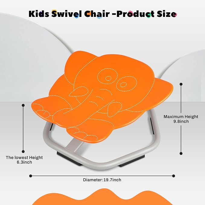 Sensory Toys Kids Swivel Chair, Autism Kids Swivel Chair, Elephant Sit and Spin Seat Balance Chair Indoor for Child Age 3+, Regulating Toddler’s Body Balance, Metal Base Non-Slip Orange