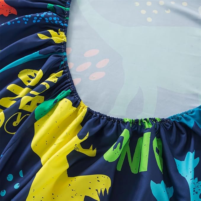 qjmiaofang Dinosaur Sheets Twin for Boys Dinosaur Bed Sheets Twin Size 3Pcs Jungle Dinosaur Bedding T-Rex Dinosaur Flat Sheet Wildlife Dinosaur Fitted Sheet 1 Fitted Sheet 1 Flat Sheet 1 Pillow Shams