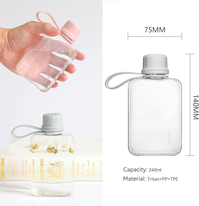 MoChic Flat Water Bottle Portable Slim Water Bottle Design BPA Free Wallet Water Bottle Can be Put into Small Pockets, Makeup Bags and Handbags, Suitable for Travel,Work and Outdoor Sports 17oz（white）