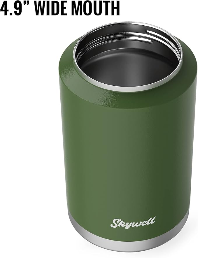 SkyWell 1 Gallon Insulated Water Bottle with Handle and Wide Mouth Water Flask Sweat-Proof and Leak-Proof 128 Oz Stainless Steel Water Jug for Outdoors, Olive