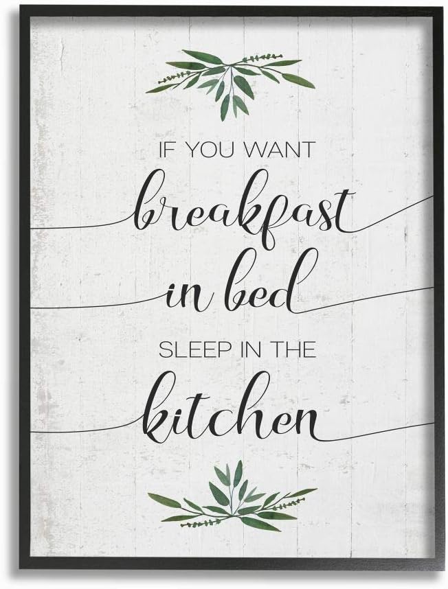 Stupell Industries for Breakfast in Bed Sleep in Kitchen Sassy Phrase Wall Art, 11 x 14, Off-White