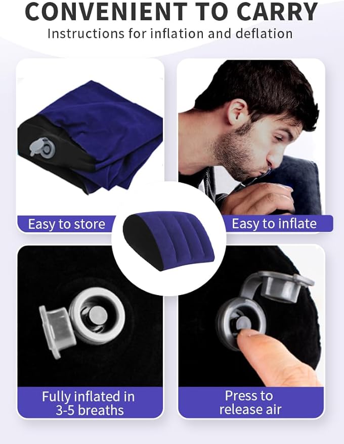 Portable Wedge Pillow Inflatable Cushion - Body Positioners for Legs and Back Support for Sleeping,Reading and Rest,Use in Bed, Travel, Camping Or Office，Fast Inflating Deflation