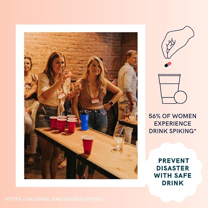 Classic - 32oz Reusable Locking Bottle Patented Anti-Drink Spiking Technology, Drink Spiking Prevention (Blue, 32 oz)