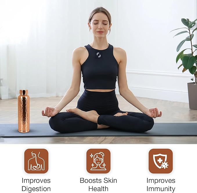 Copper Water Bottle - 34 Oz Extra Large - A Ayurvedic Pure Plain Copper Bottle For Drinking - Drink More Water, Lower Your Sugar Intake And Enjoy The Health Benefits