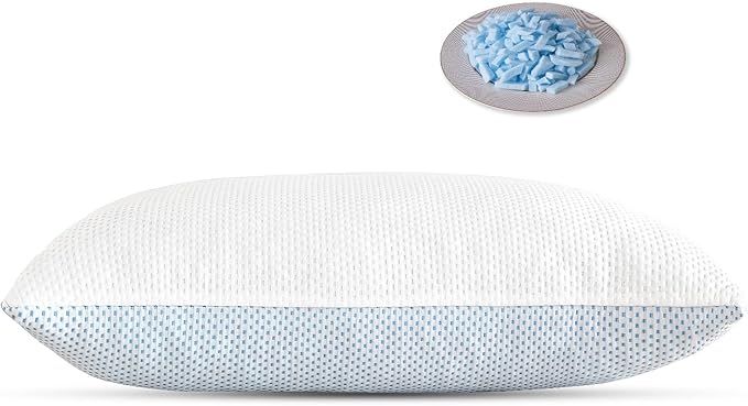 Cooling Pillow for hot Sleepers - Pillow for Side and Back Sleeper - Adjustable Bed Pillows Queen for Neck and Shoulder Pain Relief - Shredded Memory Foam Cooling Gel Pillow with Extra Fill