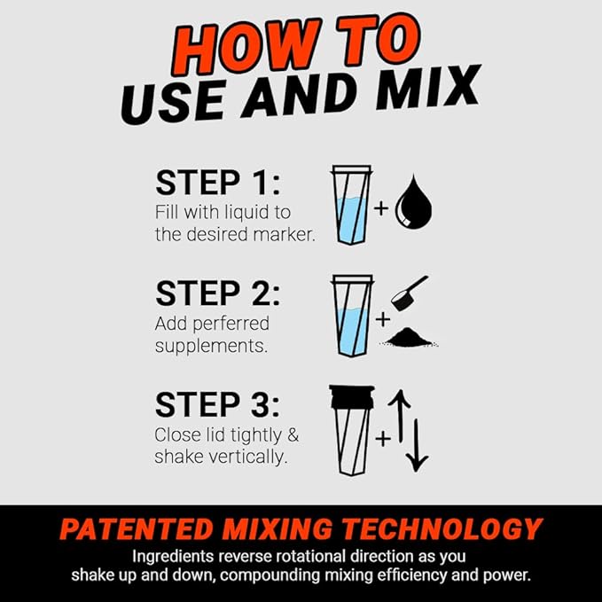 HELIMIX 1.5 Vortex Blender Shaker Bottle Holds Upto 20oz | No Blending Ball or Whisk | USA Made | Portable Pre Workout Whey Protein Drink Shaker Cup | Mixes Cocktails Smoothies Shakes | Top Rack Safe