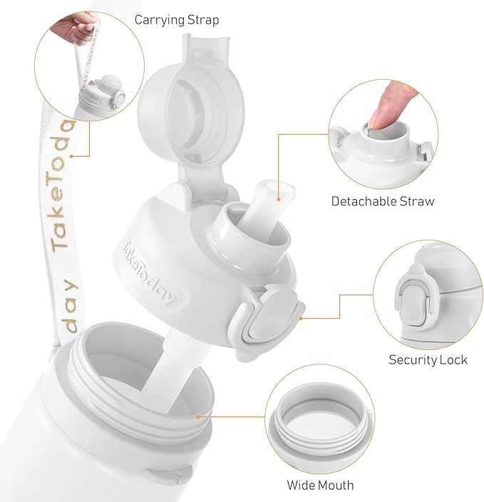 Collapsible Water Bottles 20oz, Leak Proof, BPA-Free, Foldable Silicone Travel Water Bottle with Straw Strap for Cycling, Hiking, Outdoors