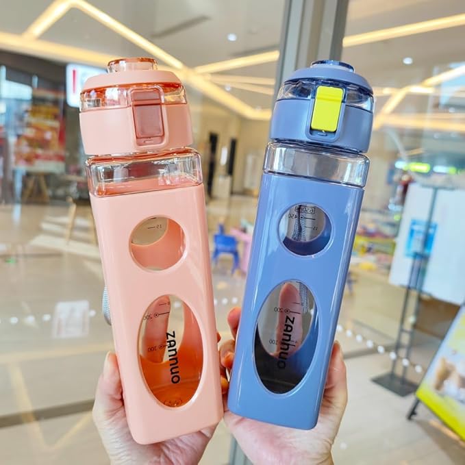 Water Bottle with Rope handle Easy Carry, Sport Water Bottle for Gym, Outdoor, School and Office, Leak Proof Portable Water Bottle BPA Free, Drink Water Bottles 650 ml / 22 oz. (Pink)