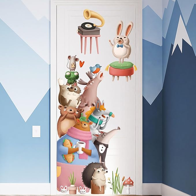 Cartoon Animals Wall Stickers Animal Stack High Concert Wall Decals for Baby Boy Girl Room Decor Decals Peel and Stick Airplanes Kids Wall Stickers Bear Wall Decals for Nursery Decor