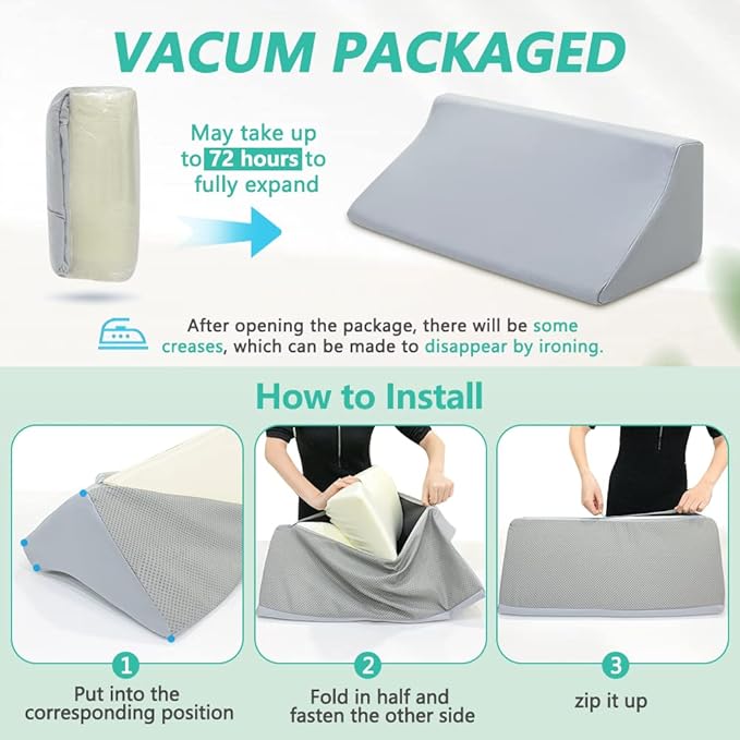 Wedge Pillow Post Surgery for Sleeping Bed Body Positioners Triangle Incline Waterproof Hospital Wedges Prevent Back Bed Sores Support Side Sleep Bedridden Patient Pregnancy Medical Turnover Device