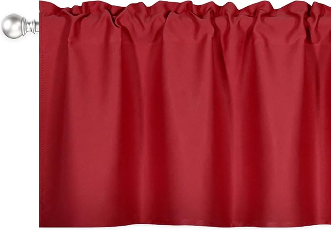 Red Extra Wide Valance for Windows 100x18 Inch Solid Thermal Insulated Blackout Rod Pocket Kitchen Short Curtain Toppers Extra Wide Valance for Bathroom Living Room 1 Panel
