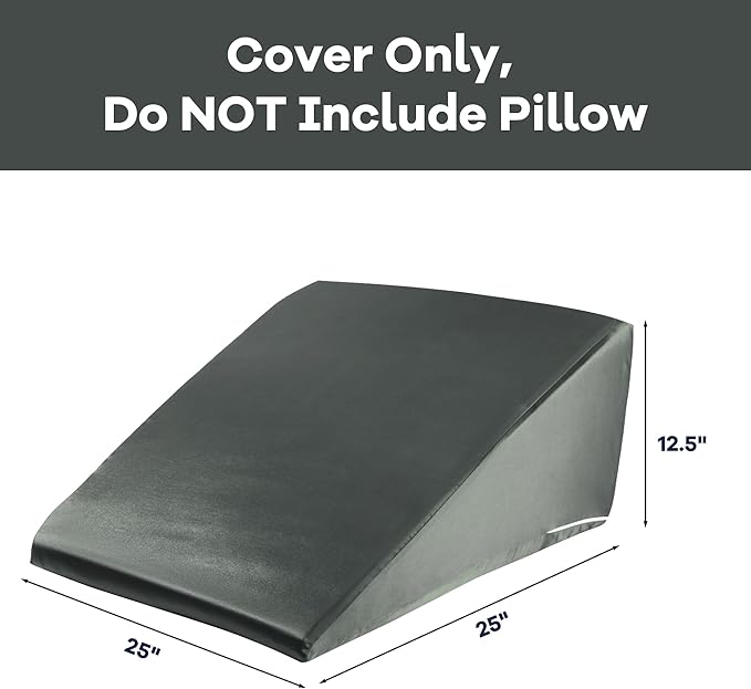 HOMBYS Satin Bed Wedge Pillow Cover Silky & Smooth Wedge Pillowcase 1 Pack 24x24x12, Soft & Breathable, Removable & Machine Washable-Zipper Design (Pillow Not Include)