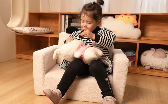 LonSEA Furniture, Panda, Baby Chair for Toddler, Toddler Bed, Convertible Sofa to Lounger - Comfy 2-in-1 Flip Open Couch/Sleeper for Kids, Kids Couch,Toddler Couch,White