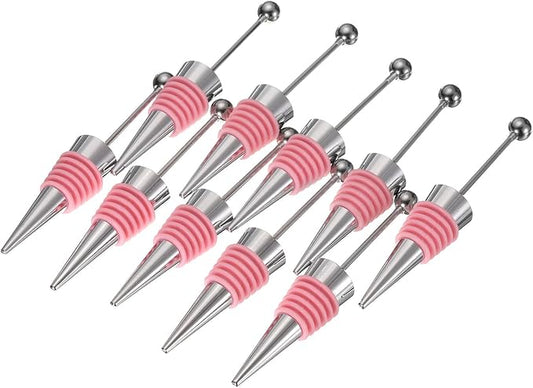 uxcell 10 Pcs Bead Wine Bottle Corks, Wine Stopper Cork, Wine Stopper, Reusable Wine Bottle Corks Sealing Plug Bottle for Beverage Holiday Party Bar,Silver/Pink