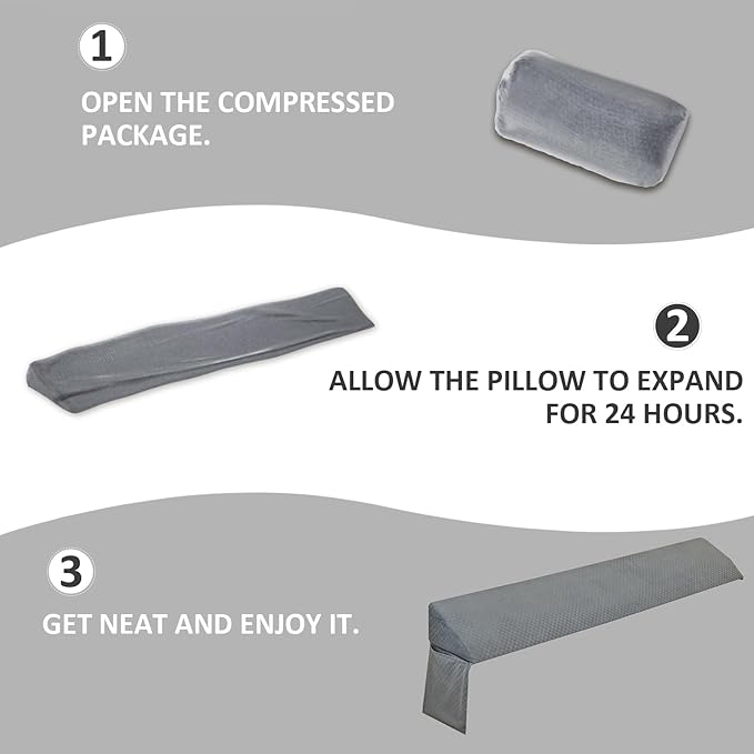 Wedge Pillow for Headboard - Queen Size Bed Wedge Pillow Headboard, Bed Wedge Gap Filler, Pillow Wedge for Headboard Gap - Fill The Gap (0-8") Between Headboard and Mattress (60"x10"x6")