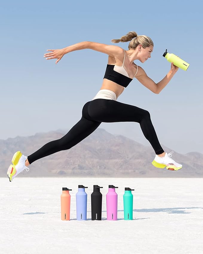 Corkcicle Insulated Canteen Travel Water Bottle, Triple Insulated Stainless Steel, Easy Grip Straw Mouth, Keeps Beverages Cold for 25 Hours or Warm for 12 Hours, 20oz, Fuchsia