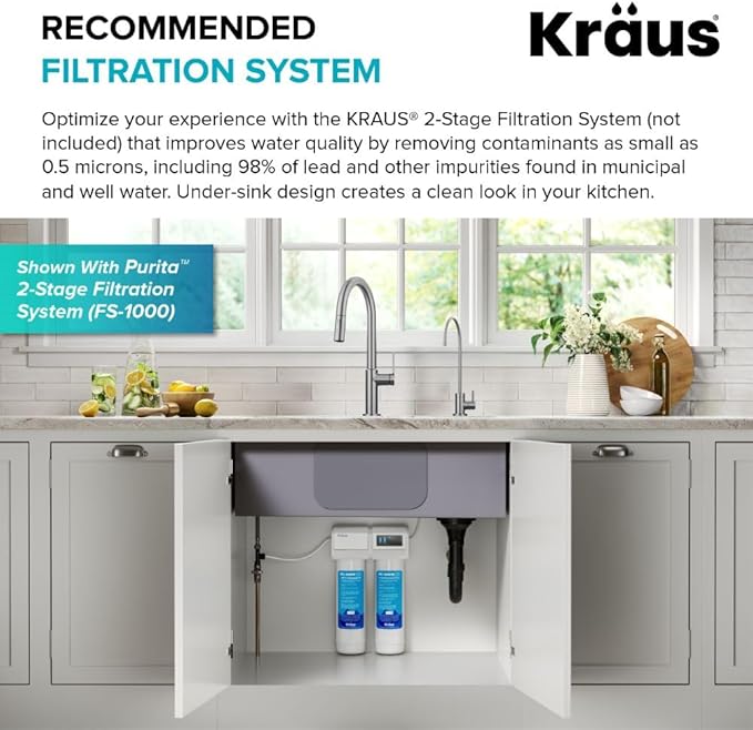 KRAUS Purita™ Single Handle Drinking Water Filter Faucet for Reverse Osmosis or Water Filtration System in Brushed Brass/Matte Black, FF-100BBMB