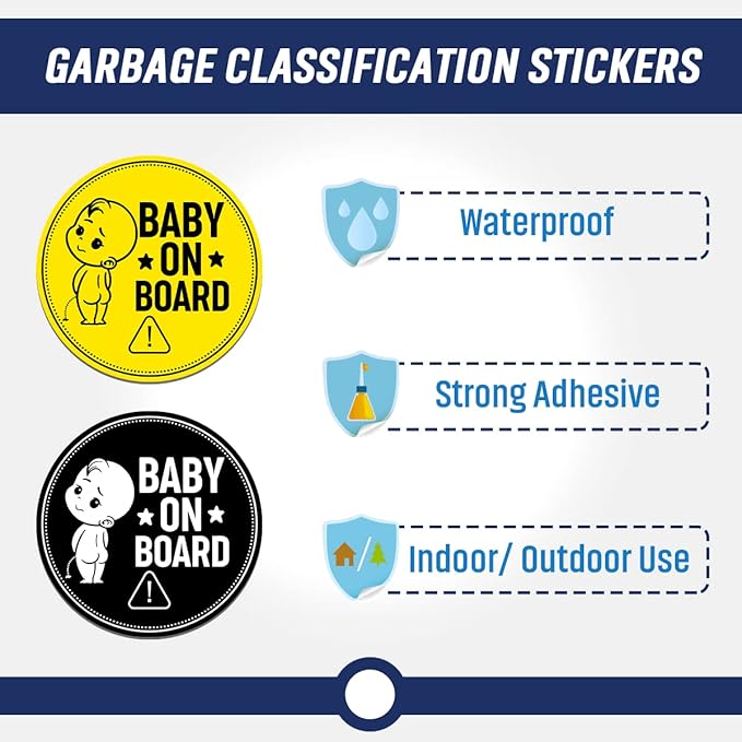 Baby in Car Decal for Cars Vehicle Children Kids On Board Signs Funny Vinyl Bumper Stickers Removable Decals Window Label Sign Truck Label Decorations Drive Safely Around