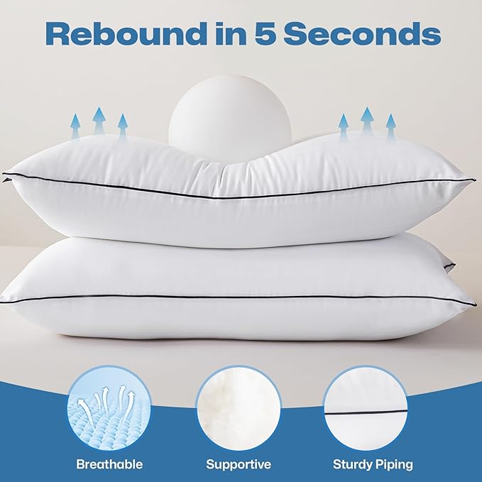 GOHOME King Size Pillows Set of 4 - Bed Pillows for Sleeping 4 Pack, Cooling Supportive Hotel Pillows with Premium Soft Down Alternative Fill for Side Stomach and Back Sleepers