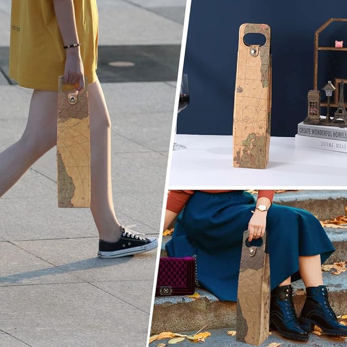 Single Bottle Wine Tote, Reusable Leather Wine Bag Tote, Single Bottle Wine Tote Bag, Crocodile Grain Wine Gift Bag for Picnic, Travel, Party, Birthday, Wedding, Restaurant (Yellow)